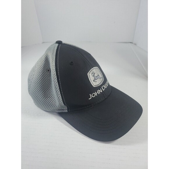 John Deere trucker men's hat dark gray cap with elastic back, light gray mesh - Picture 2 of 9